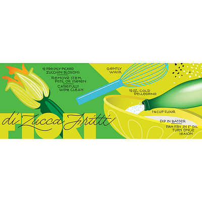 Zucchini Blossoms Illustrated Recipe food illustration italian lettering vector