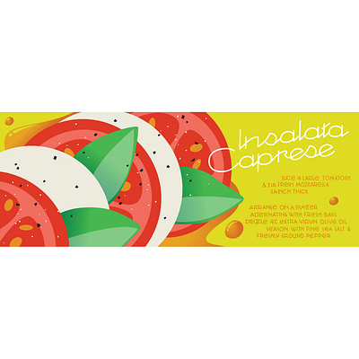 Caprese Salad Illustrated Recipe food illustration italian lettering vector