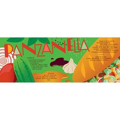 Panzanella Illustrated Recipe food illustration italian lettering vector