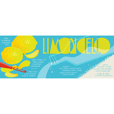 Limoncello Illustrated Recipe food illustration italian lettering vector