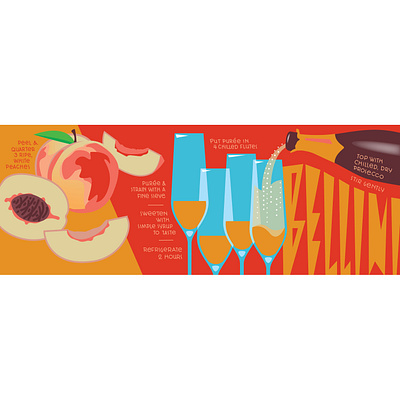 Bellini Illustrated Recipe food illustration italian lettering vector