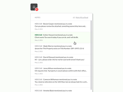 Notifications Popup internal notes notifications popup ui ux