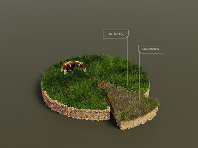 Pie chart, proportion of fertile soils and ecology (infographic) blender chart concept design graph illustration infographic slide