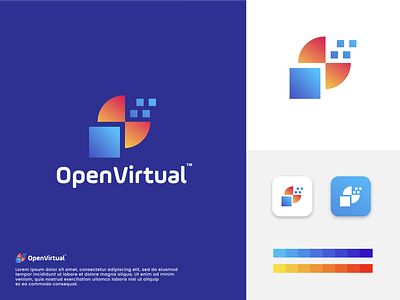 Open Virtual Logo Design app branding design graphic design icon letter logo logovm machine open opensource virtual virtualmachine vm