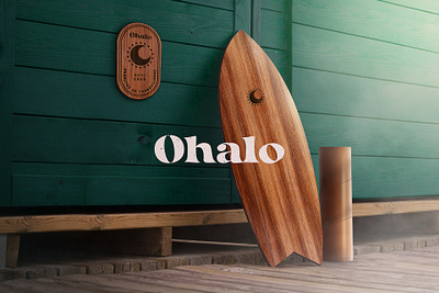 Ohalo Tranquility Products balance board brand branding graphic design green logo minimalist moon sun surf tranquility tropical
