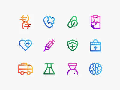 Medical & Health Icons branding clinic colorful icons doctor app first aid kit futuristic graphic design health healthcare icon design icon designer icon logo icon pack iconography iconset inpetor medical medical logo medicine ui