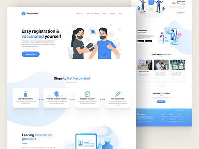 Vaccinated - Vaccine Landing Page Website corona coronavirus covid covid19 doctor health healthcare hospital landing page medic medical medicine pandemic ui ux vaccine virus web web design website design