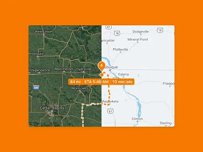 Tracking a dispatch on street or sat maps route