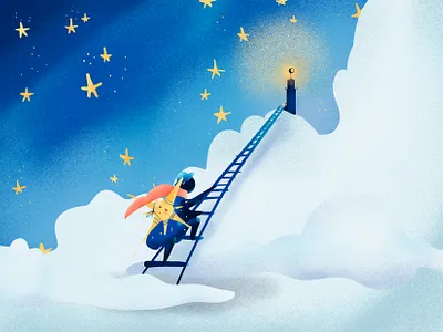 A star watcher calendar character characterdesign illustration lighthouse