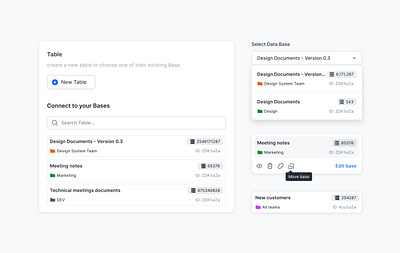 Database Selection Components base card component connection database