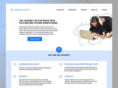 Landing page of school website design landing page school landing page typography ui ux website