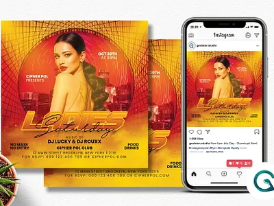 Night Club Flyer Template party invitation print template square flyer