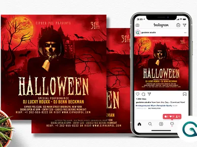 Halloween Party Flyer Template october square flyer trick or treat