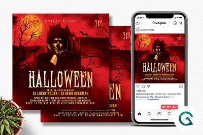 Halloween Party Flyer Template october square flyer trick or treat