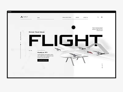Aurelia Aerospace 3d animation design minimalism plane ui webdesign