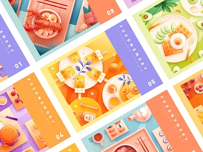 Food Memory — Collection (PS) egg food food icon food icons fruit illustration meat shrimp tomato vegetables zhang 张小哈