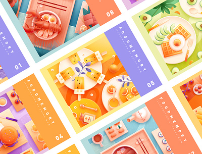 Food Memory — Collection (PS) egg food food icon food icons fruit illustration meat shrimp tomato vegetables zhang 张小哈