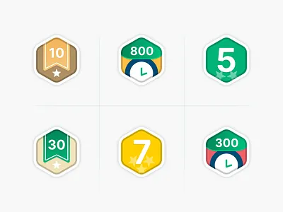 Gamification Badges achievement badge badges design flat gamification gamification badges illustration minimal