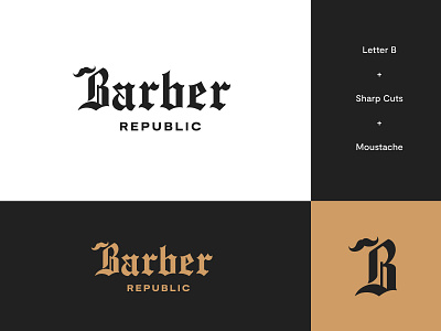 Barber Republic - Chosen Logo abstract barber barber logo barbershop barbershop logo brand identity letter letter b letter b logo letters logo logo design modern moustache moustache logo