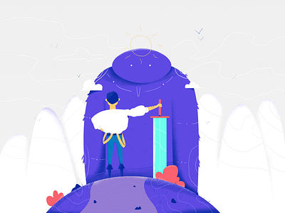 Jorney in Mountains character character design design digital digital art digital graphic flat flat design illustration illustrator sword vector vector art