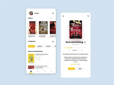 Reading App UI books libraryapp mobileapp reading ui uidesign