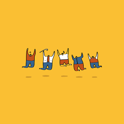 Jumping for Joy crowd dalesbits friendly fun happy humour illustration joy jumping jumping for joy people presentation reward stock image yellow