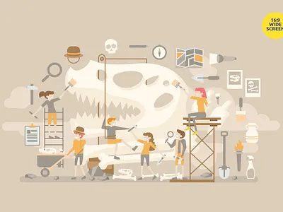 Dinosaur Expedition Vector Concept Illustration 3d 3d animation 3d art 3d character 3d illustration app banner concept design development dinosaur explorer illustration isometric page vector web web design web development website