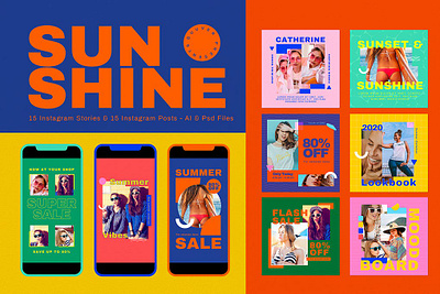 Sunshine Instagram Posts & Stories advertising branding colorful corporate instagram instagram post instagram posts instagram stories instagram story template photography pitch deck post posts social media social media pack social media template stories studio template unique