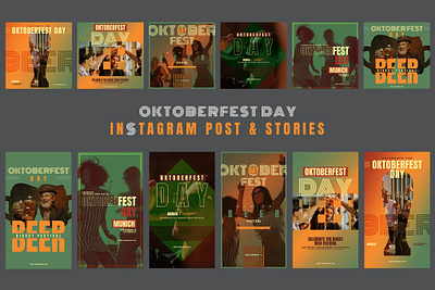 Oktobefest Day Festival Instagram Posts & Stories colorful company corporate instagram instagram post instagram posts instagram stories instagram story instagram story template instagram template instagram templates oktobefest oktoberfest photography pitch deck portfolio posts stories studio unique