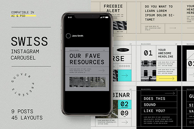 Swiss Modernism Instagram Carousel Template advertising aesthetic backgrounds branding colorful design instagram instagram post template instagram stories instagram story instagram template instagram templates photography pitch deck posts social media social media template social media templates stories studio