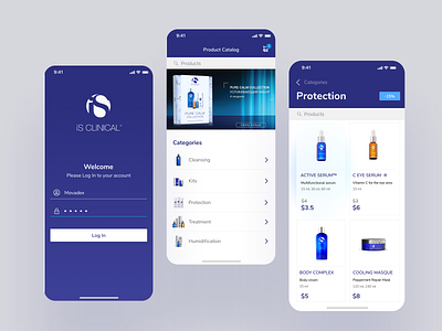 Skin Care & Health App: iS CLINICAL 3d animation app beauty branding care design design team development graphic design health illustration landing logo marketplace motion graphics movadex ui vector