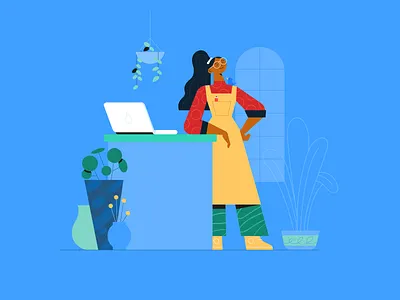 Moneybird bird business character illustration landing page laptop patswerk patterns plants shop vector woman