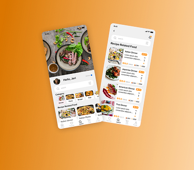 Food Recipe Mobile App UI design illustration ui ux