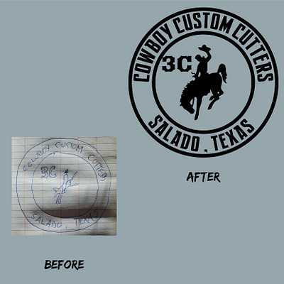 Cowboy-Logo-Hand-Drawn-to-Vector blackandwhite cowboy graphic design horse illustration lineart logo recreate vector vectorart