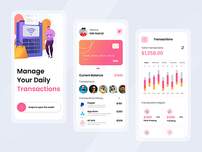 Wallet Management App app app ui awesome btc clean cool creative crypto cryptocurency design e wallet ewallet finance fintech mobile app ui ux wallet wallet app wallet ui