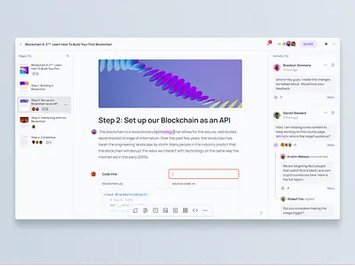 ELearning Creation Tool app authoring blockchain clean course crypto interface player product saas tool training ui website