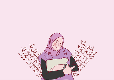 Campus girl with hijab - flat design adobe illustrator design illustration vector