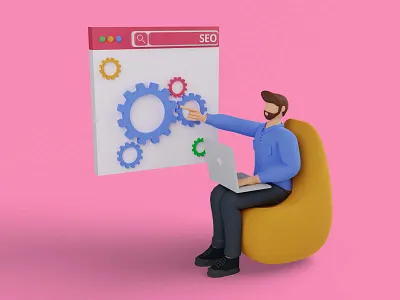 Search engine concept 3d 3d characters 3d illustration appmobile blender business businessman design digital illustration man marketing promotion seo statistics ui ui design uiux webapps webdesign