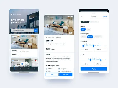 Real estate app app application clean design house mobile real estate rent renting ui ux