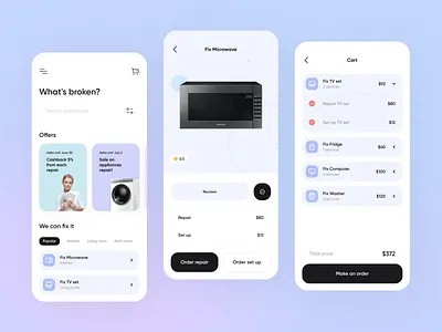 Home Appliances Repair Mobile App app appliances clean home home appliances icons ios mobile mobile app mobile app design repair repair shop typography ui design ux design washer