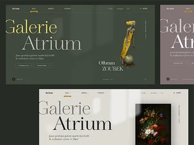 Gallery Homepages art artistic branding clean culture dark green design eshop gallery homepage minimal online serif ui web webdesign website