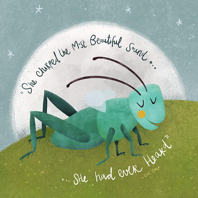 My very quite cricket, inspired by the book of Eric Carle book cover childrens book design digital illustration graphic design illustration typography