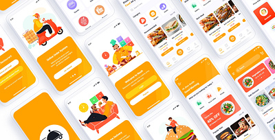 Food Delivery Mobile App UI Template burger delivery fast food food delivery fruits mobile app mobile app ui online shop order organic pizza restaurant ui design ui kits ux vegetables