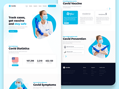 COVID - Landing page / UI Design astrazeneca coronavirus covid covid19 design facemask figma inspiration landing page moderna pfizer ui uiux vaccine website