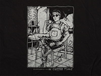 Coffee Time apparel apparel design bar barista branding bw cafe clothing coffee concept design drawing graphic design illustration ink merch design shirtdesign streetwear tshirt vintage