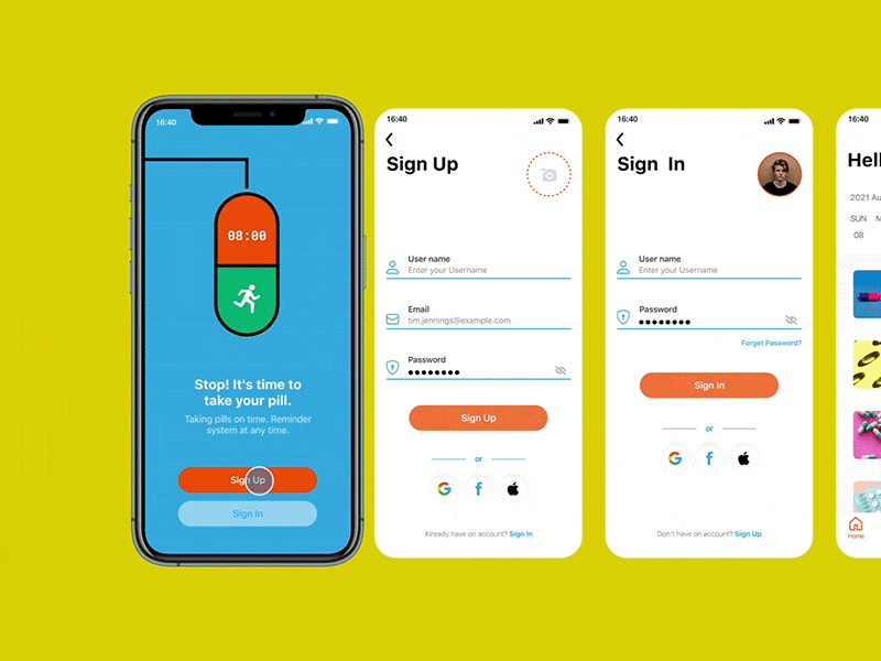 Pills App - UI/UX design animation app branding design graphic design illustration ios login mobile mobile app modern motion graphics pill pill app pills ui ui design uiux ux web design