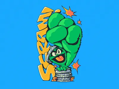 SCRAM artwork illustration oscar oscar the grouch scram sesamestreet