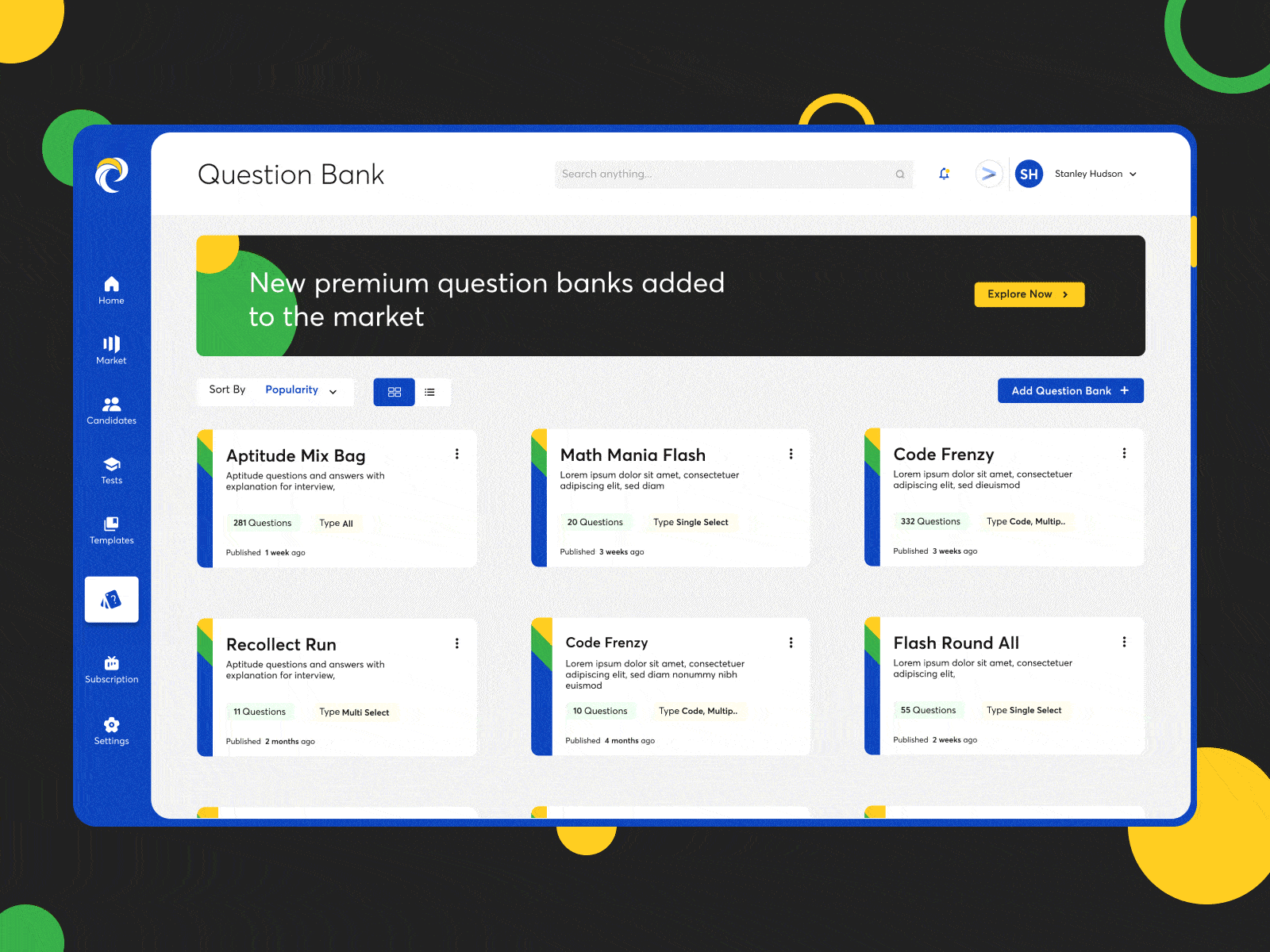 Assessment Management Dashboard app design blue dashboard micro interaction mobile dashboard responsive dashboard ux web design web ui