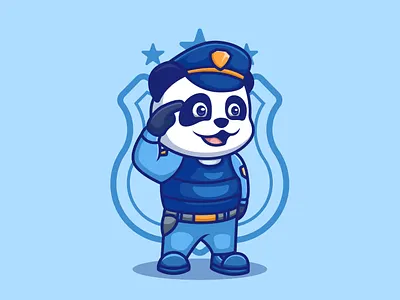 Panda Police animal branding cartoon cartoon character character design illustration logo mascot panda police ui