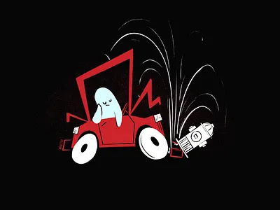 Weave aughost aughostus gloom car character character design design ghost halloween illustration mid century retro vintage